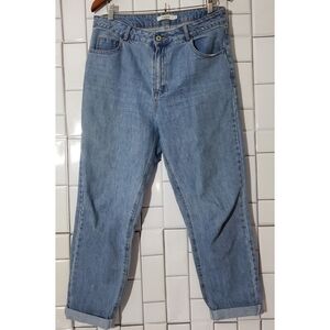 DAPHNEA PARIS Hi Rise Mom Jeans  Cuffed Hem  Size